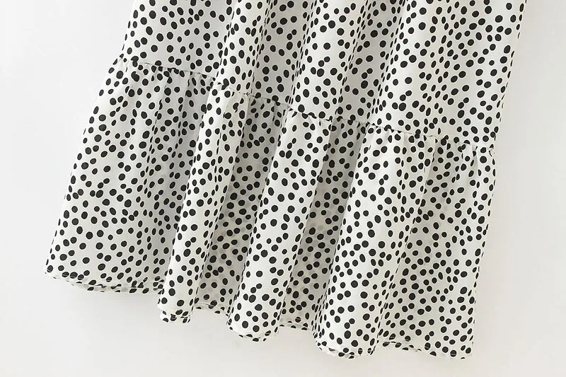 Весна Осень женское платье макси в горошек Плиссированное с рукавом три четверти