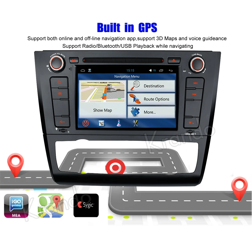 Автомагнитола Krando Android 8 0 7 дюймов 32 Гб ПЗУ для BMW 1 серии e81 2004 2012 gps навигатор плеер