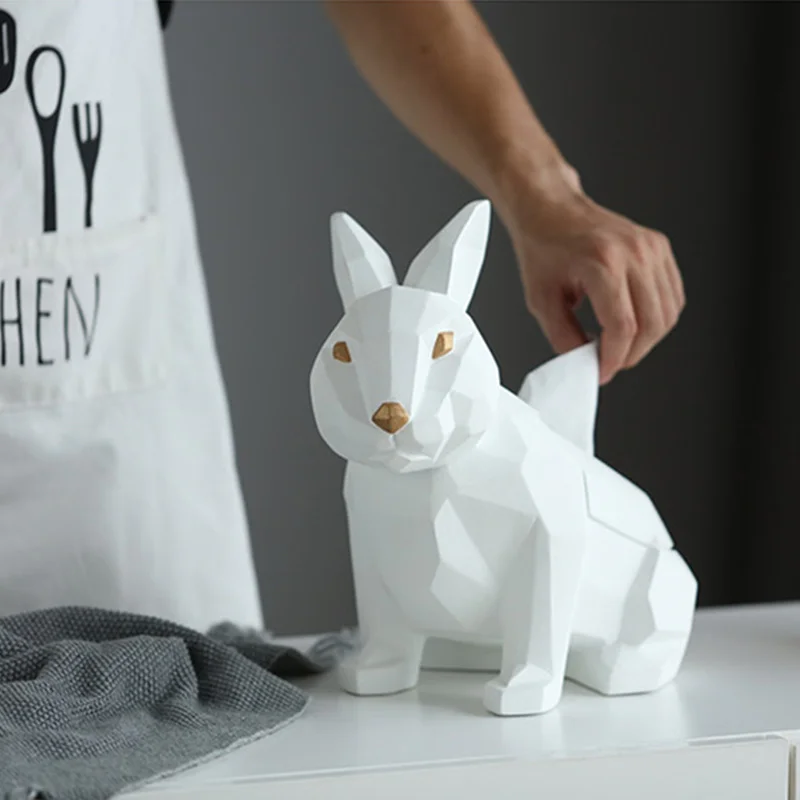 Creative Geometry Rabbbit Tissue Holder Cassette Paper Pumping Tray Living Room Coffee Table Decoration Rabbit Best Gift | Дом и сад