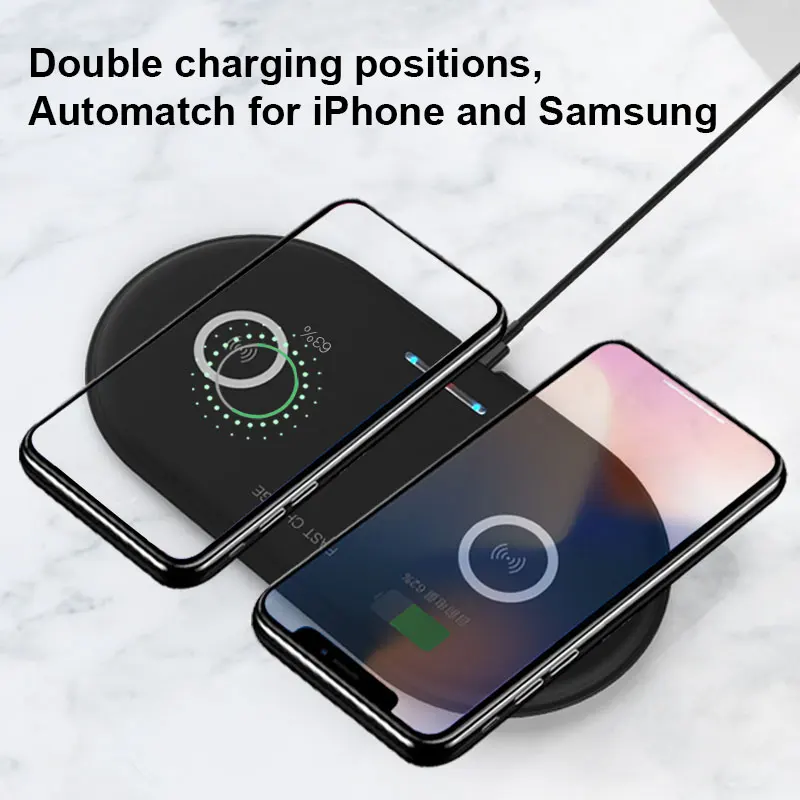 Беспроводное зарядное устройство с двумя сиденьями для iPhone 8 X Xs Max XR беспроводная