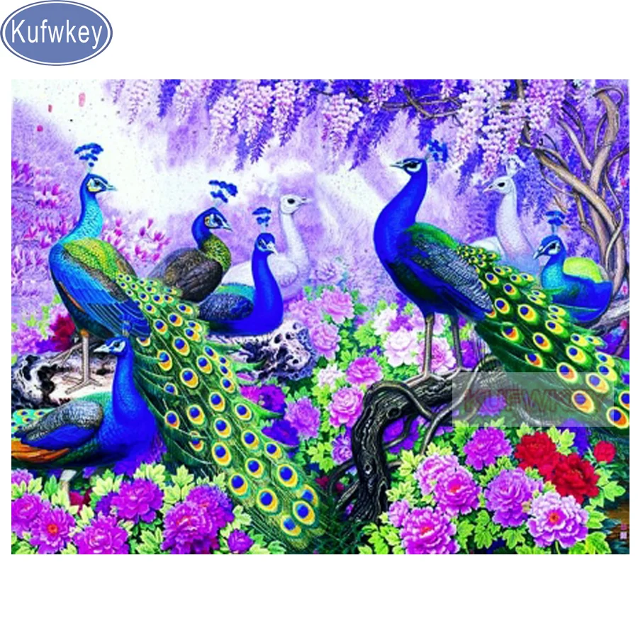Алмазная вышивка с павлином Kufwkey мозаика 5d сделай сам квадратная/круглая картина