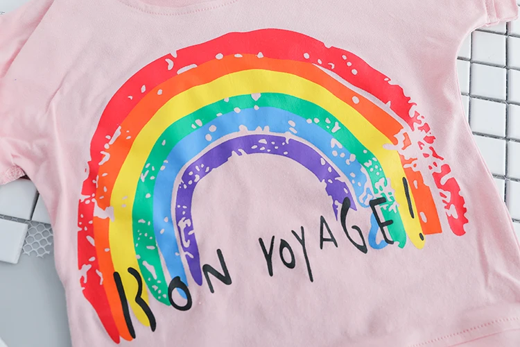 WENWENDEXINGFU Summer Toddler Infant Clothing Sets Baby Girls Boys Clothes Suits Rainbow T Shirt Shorts Kids Children Costume | Детская