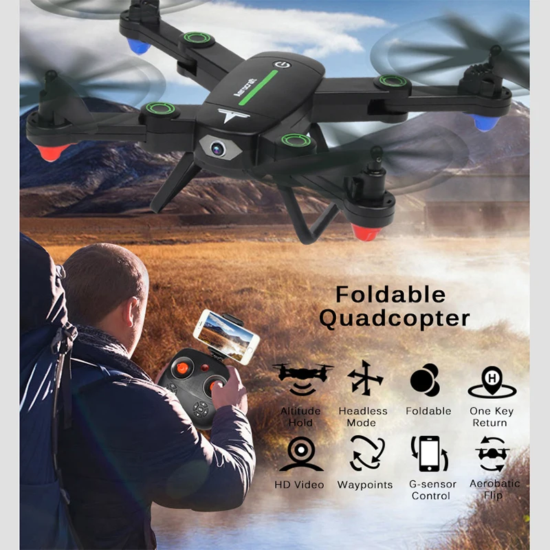 Селфи складной RC Дрон с HD камерой 0.3MP оригинальный F16W Квадрокоптер высота