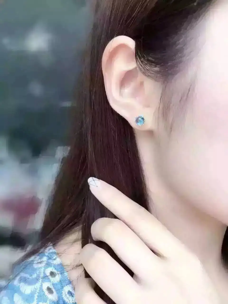 Женские серьги с натуральным топазом из серебра 925 пробы синим камнем элегантные