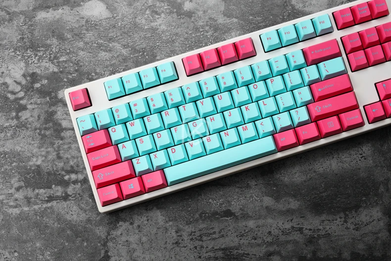 Pbt doubleshot колпачки для ключей вишневый профиль miami colorway ansi 104 механическая