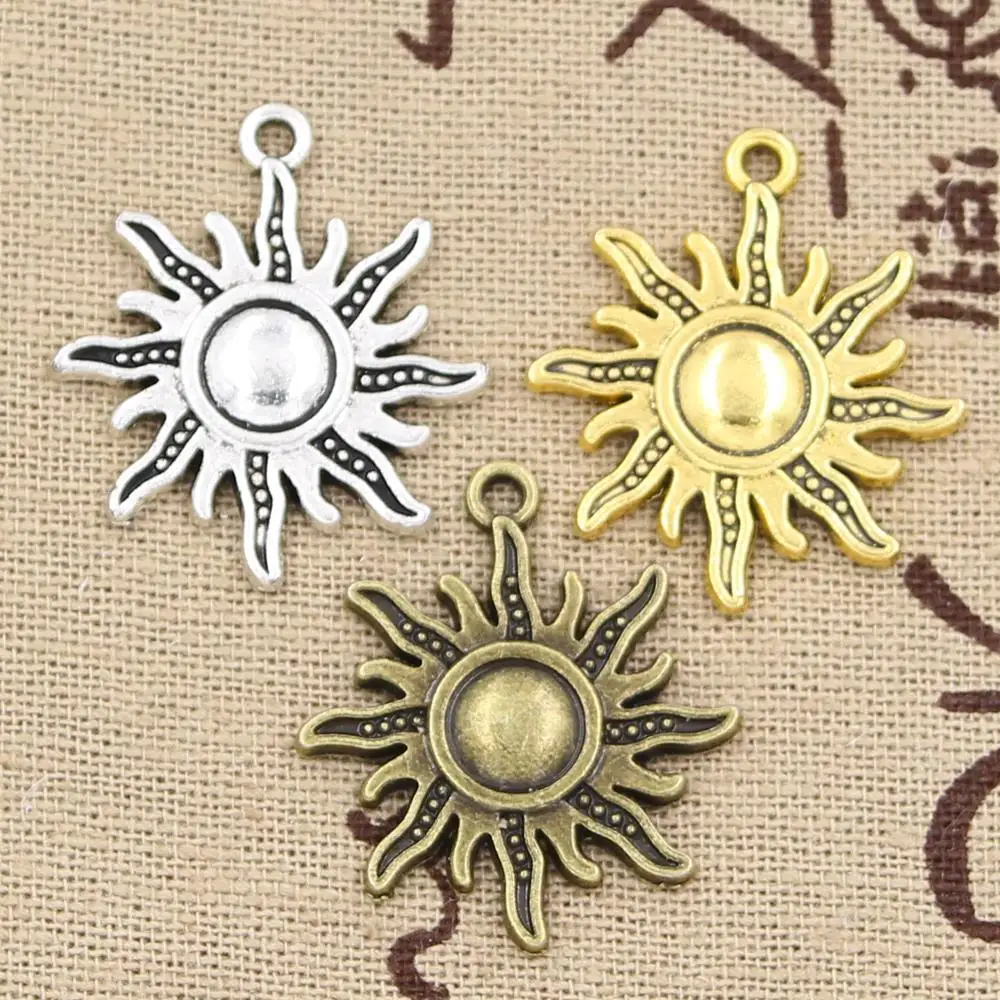 Античные Подвески Sun 28x24 мм 15 шт. винтажные бронзовые тибетские серебристого