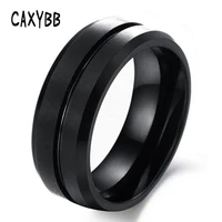caxybb fashion men jewelry ring stainless steel jewelry tungsten ring mens black silver trendy party metal rings