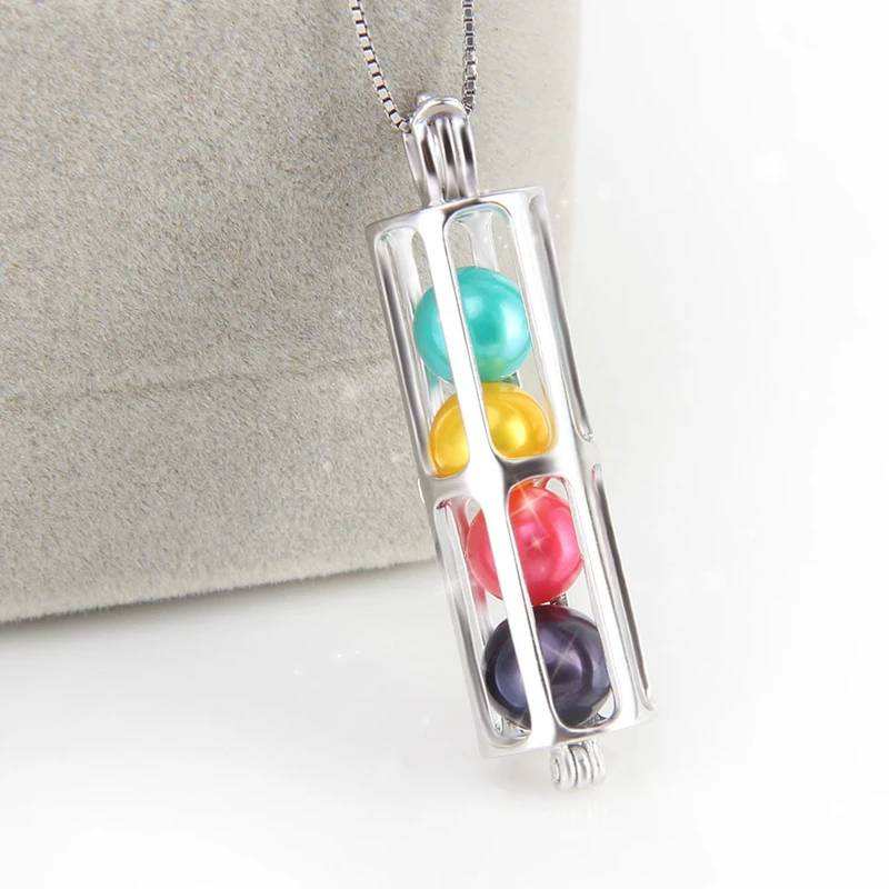 Длинный кулон в виде цилиндрической клетки из серебра 925 пробы SC262SB|pendant charms|pendant