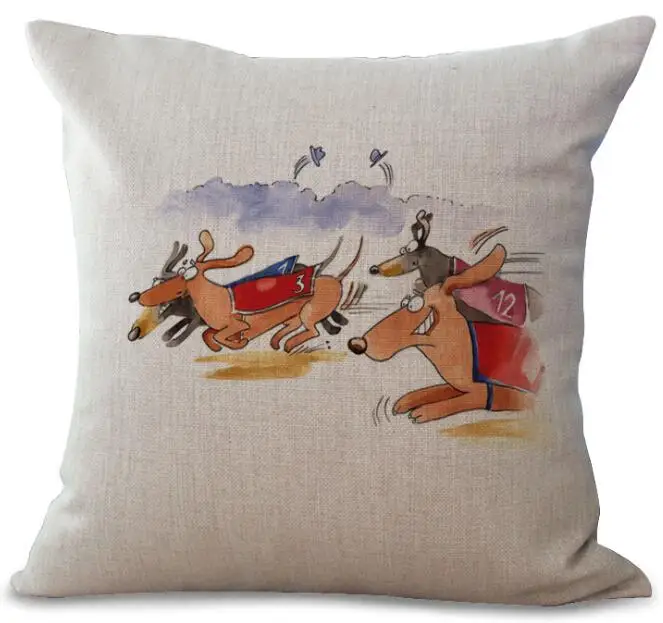 Чехол для подушки с таксой и принтом собаки льняные автомобильные диванные