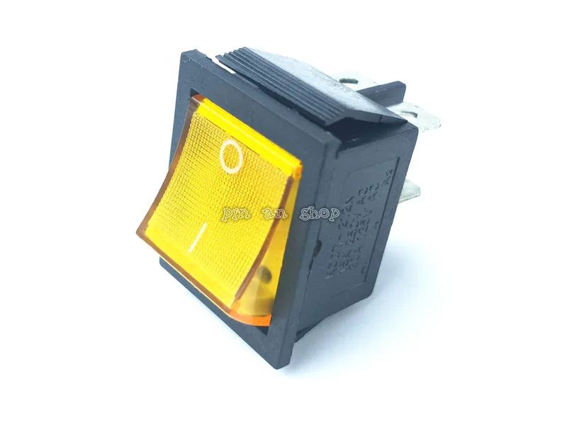 Фиксация кулисный переключатель питания I/O 4 контакта с светильник 16A 250VAC 20A 125VAC KCD4 - Цвет: Цвет: желтый