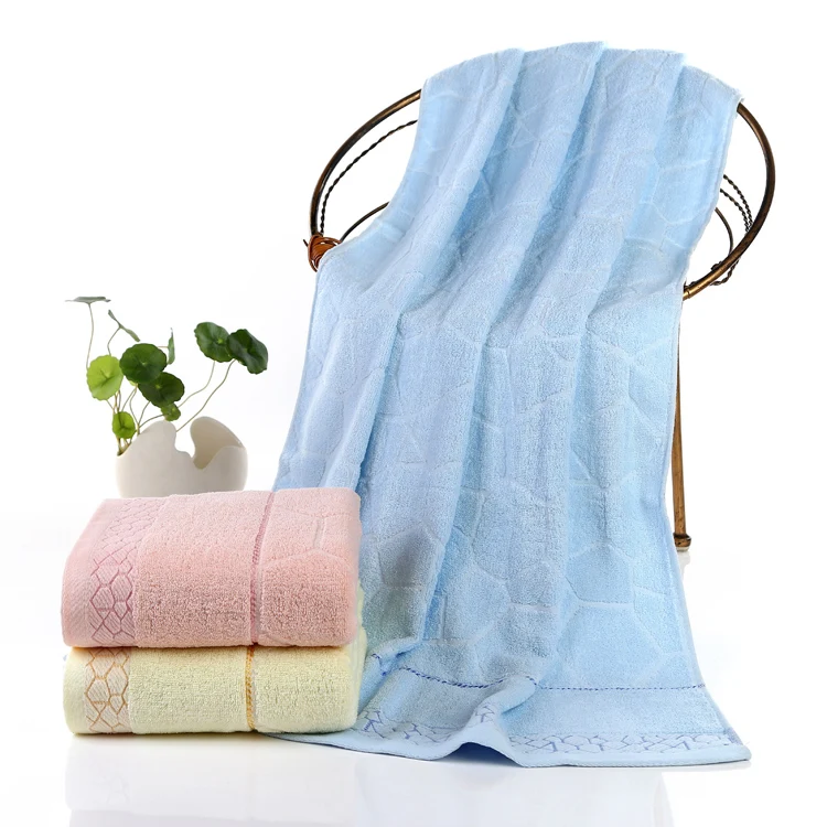 cotton bath towels for adults confortable Best selling border solid color soft feeling 70x140cm 100% towel | Дом и сад