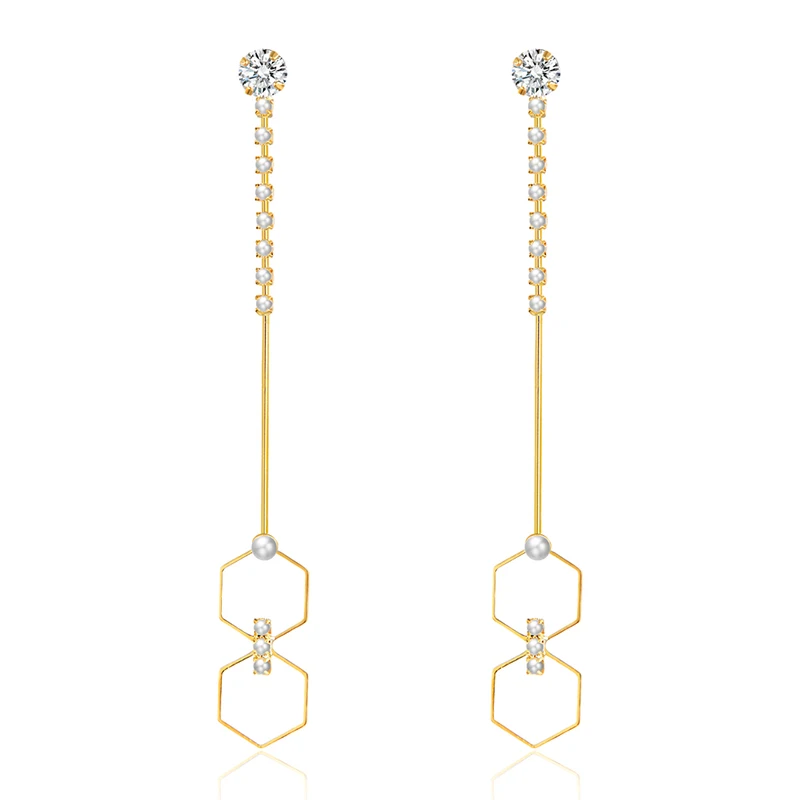 Fashion Shell Statement Earrings Imitation Pearls Hexagon Drop For Women Dangle Modern Jewelry | Украшения и аксессуары