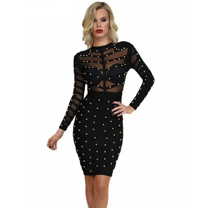 Новинка 2018 зимнее облегающее вечернее платье знаменитости сексуальное черное