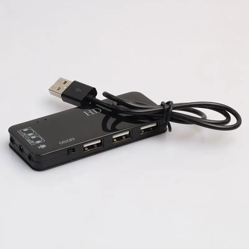 USB 2 0 хаб + звуковая карта 7 1 Многофункциональный usb-хаб | Компьютеры и офис