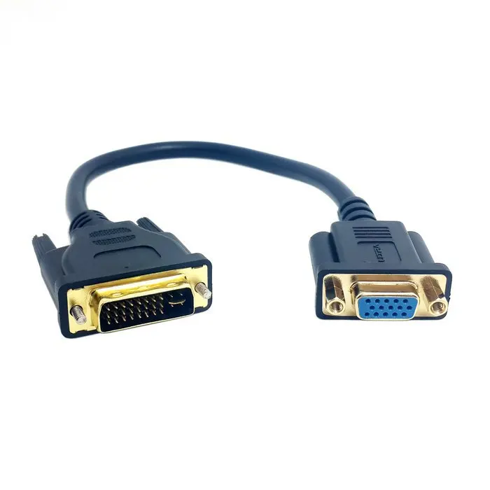 Новый аналоговый кабель преобразователь DVI 24 + 5 штекер на VGA гнездо монитора 20 см