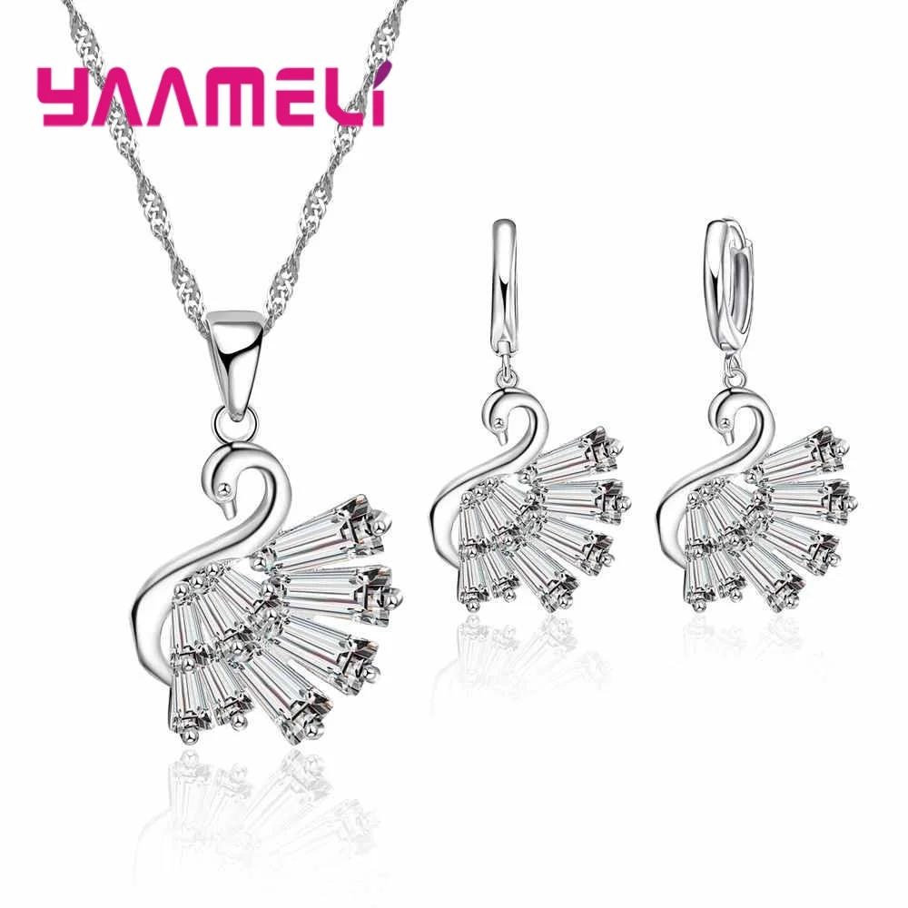 Женский комплект из колье и серёг серебра 925 пробы|jewelry set 925|fashion jewelry setjewelry sets |