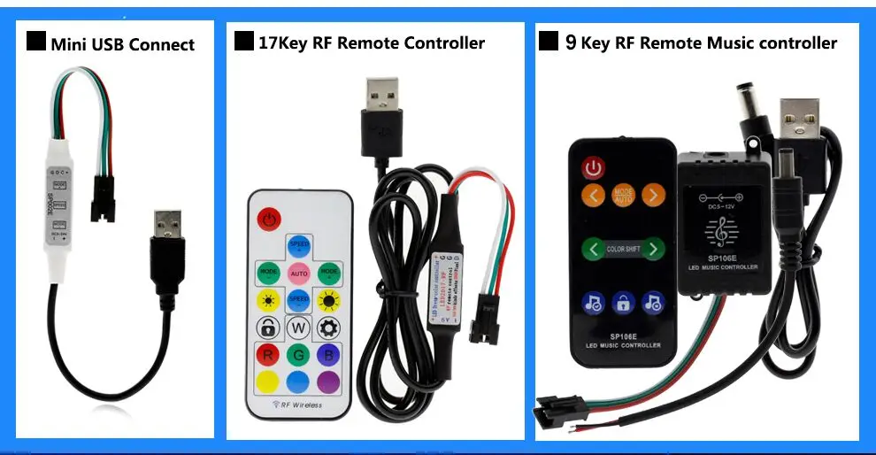 DC5V WS2811 полный Цвет светодиодный модуль пикселей RGB USB строку света 9Key музыка контроллер комплект праздник освещения 50 Pixels/Piece