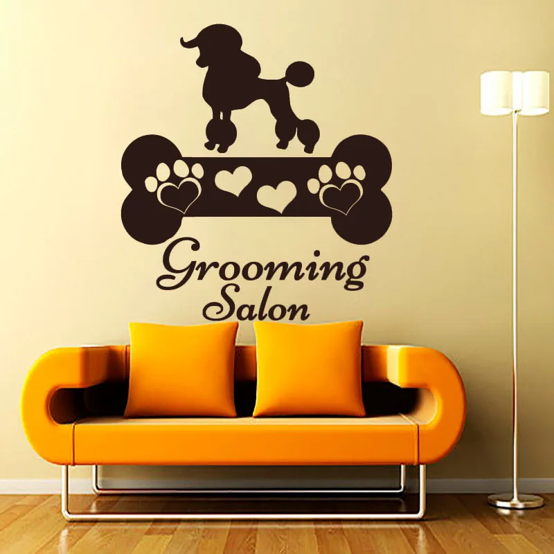 

ZOOYOO Grooming Salon Wall Sticker Dog And Bone Wall Decals Vinyl Living Room Bedroom Home Decor Pet Shop Decoration Murals