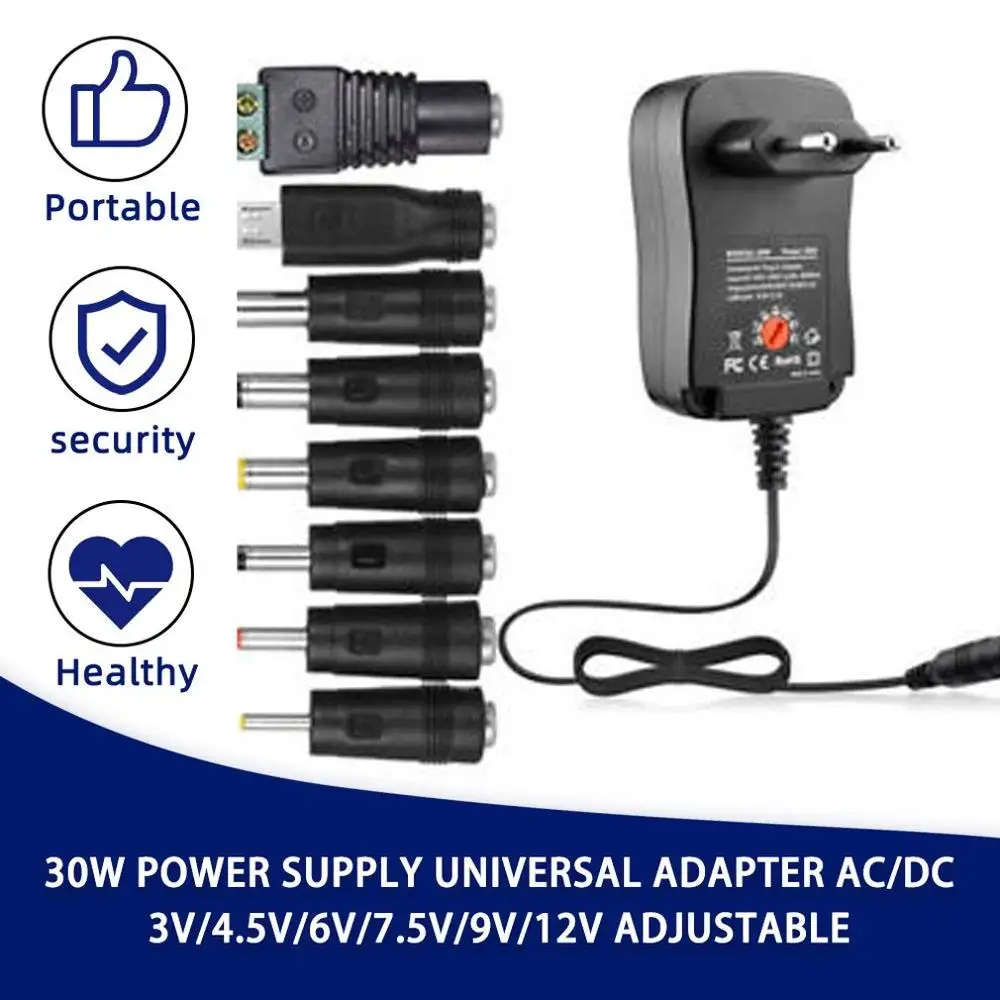 30 Вт универсальный адаптер питания AC/DC 3V/4 5 V/6V/7 V/9V/12V 1.5A регулируемый|Адаптеры AC/DC| |