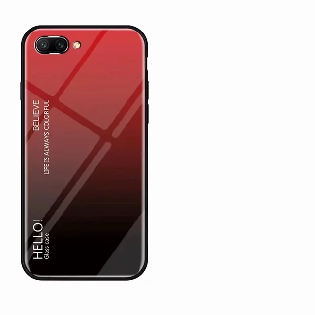 Red Градиентный стеклянный чехол для huawei Honor 10 Note 10 8X 8C 8A силиконовый защитный бампер для Honor 10 Lite mate 9 10 20 Pro Чехол - Цвет: Red
