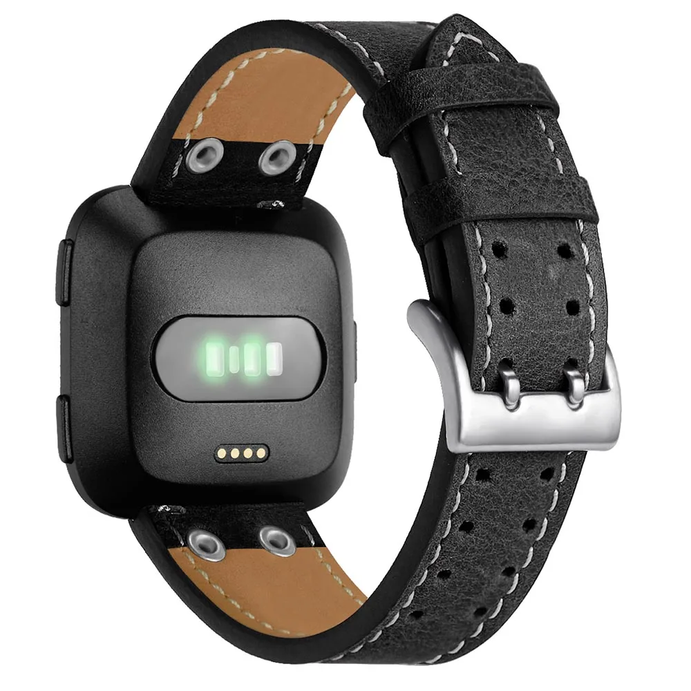 Tschick заменяет Мужские t кожаные ремешки для Fitbit Versa, натуральная кожа Versa ремешок с металлической пряжкой Фитнес браслет ремешок для женщин и мужчин