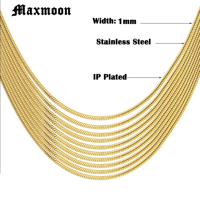 Maxmoon 10 шт./лот 316L цепочка из нержавеющей стали ожерелье Золото/сталь цвет ожерелья