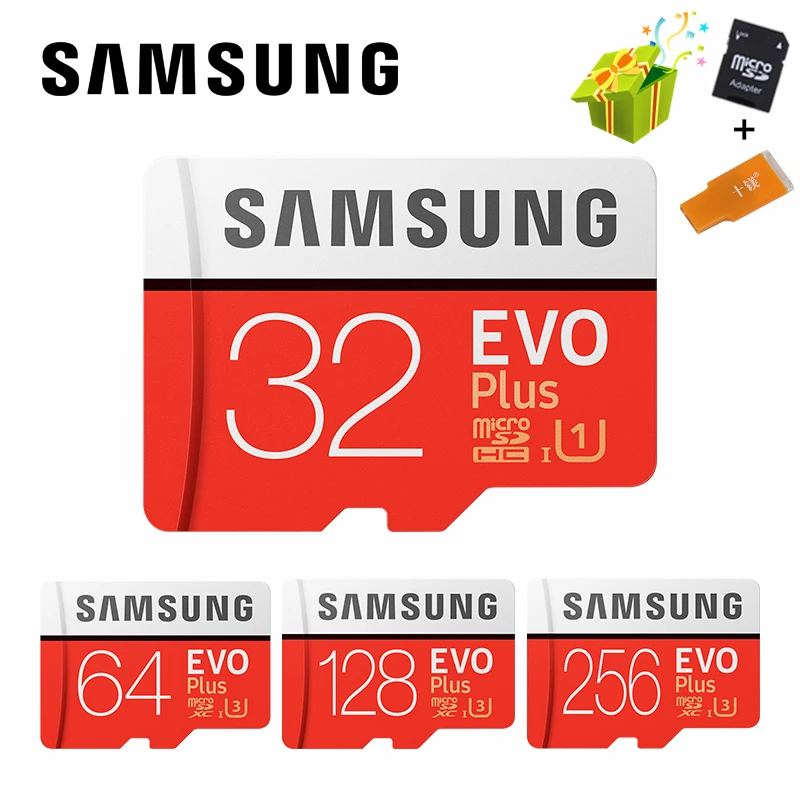 Карта Microsd SAMSUNG 256G 128 Гб 64 ГБ 32 ГБ 16 ГБ 8 ГБ 100 МБ/с./с класс 10 U3 U1 SDXC класс EVO+ Micro SD карта памяти TF флэш-карта