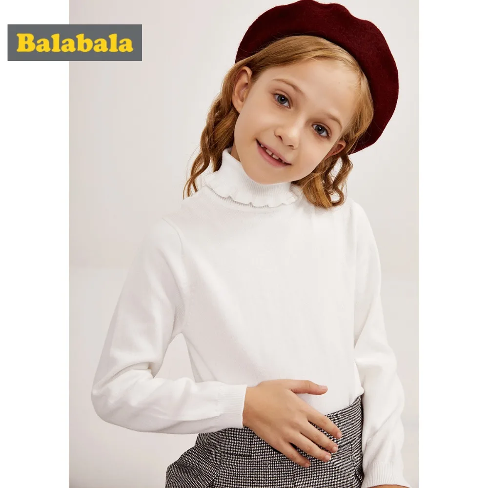 Balabala/трикотажный свитер с высоким воротником и оборками для девочек со