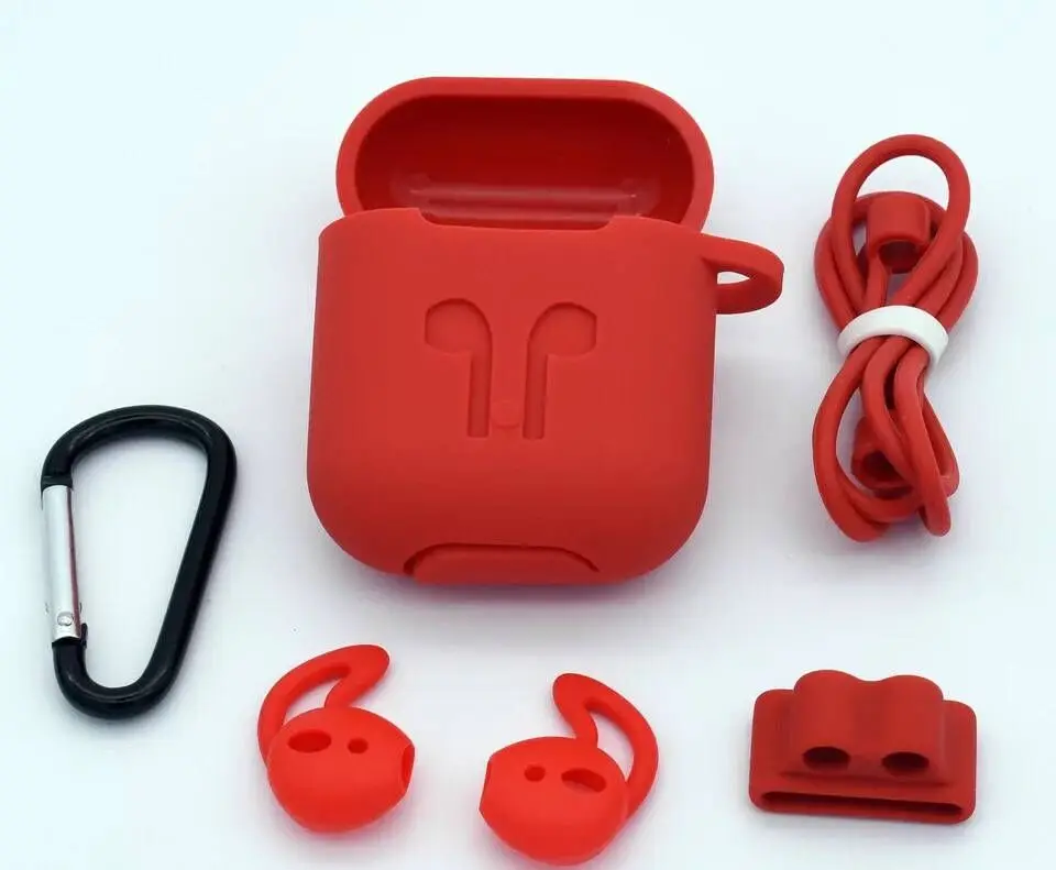 Красный 5 шт./компл. силиконовые Беспроводной Bluetooth футляр для наушников для Air pods i10 i12 i20 i30 вкладыши Наушники Аксессуары Защитная крышка - Цвет: Красный