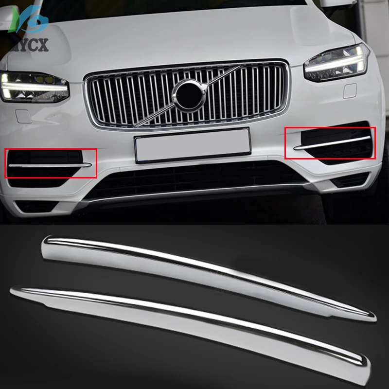 

2018 для Volvo XC90 XC 90 2015 2016 2017 2018 ABS Хромированная передняя противотумансветильник РА декоративные полоски Крышка отделка 2 шт. автомобильный Ста...