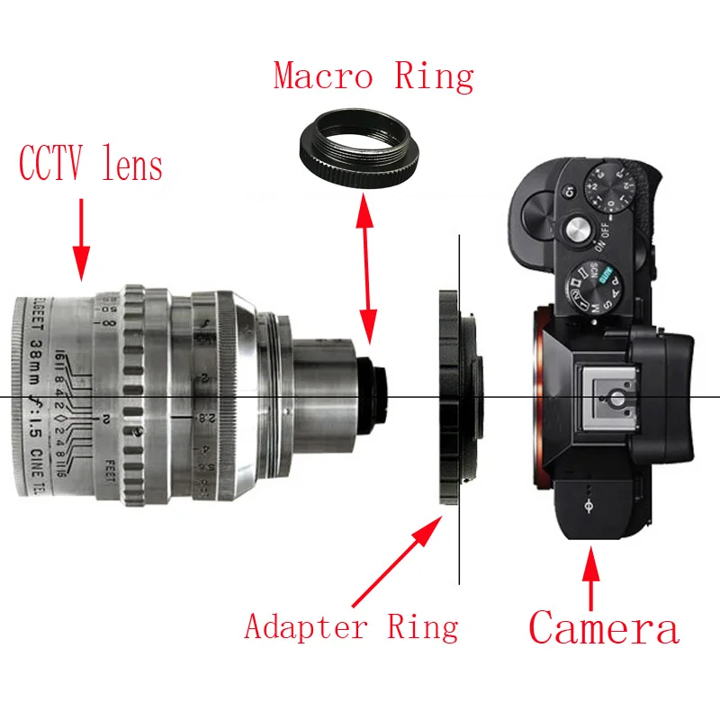 Переходное кольцо C Mount Movie Lens Macro Ring For C-FX C-PQ C-EOSM C-N1 NEX C-M4/3 CCTV | Электроника