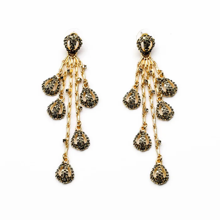 Bulk Price Luxury Elegant Female Party Charm Gold Color Crystal Plant Long Pierce Earrings | Украшения и аксессуары