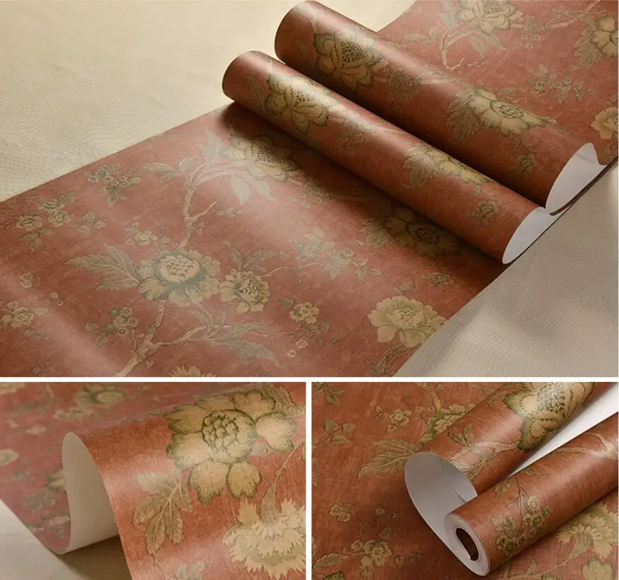 

American Rustic Vintage Flower Wallpaper Retro Large Floral Wallpapers Roll Bedroom Decor Murals Non Woven Wall Paper 3d EZ180