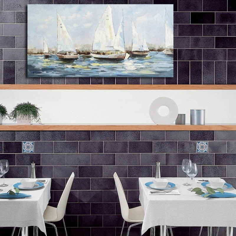 Happy Art рукой Топ Класс холст живопись масляными красками море Wall art| |