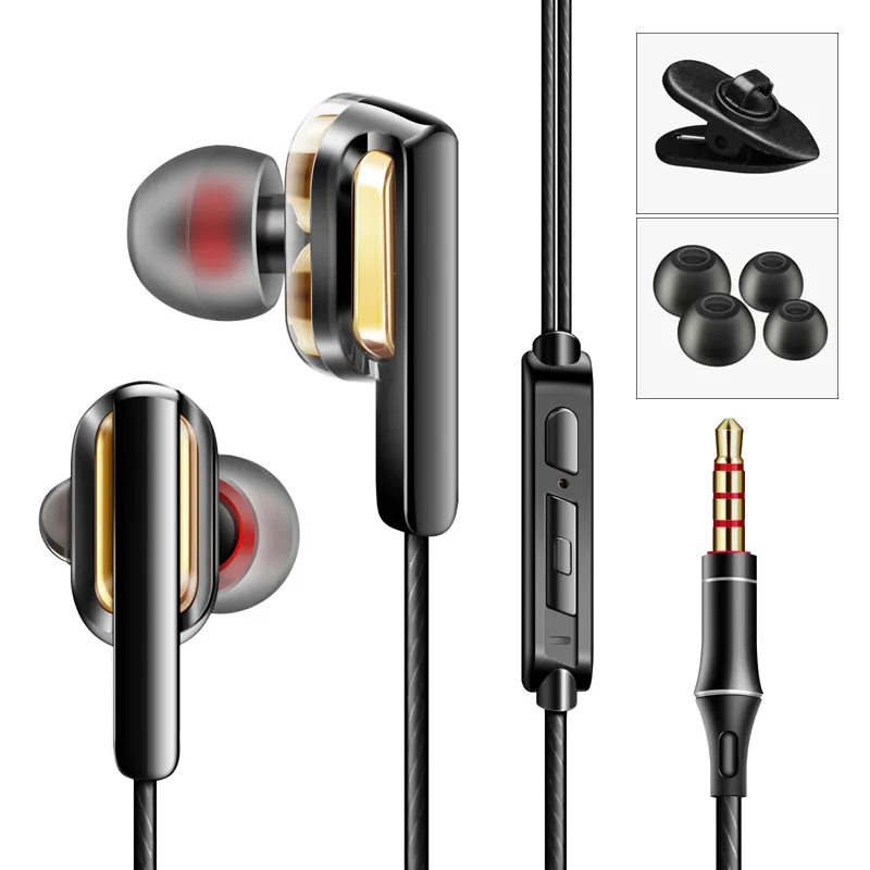 CALETOP X3, двойные проводные наушники, супер бас гарнитура, стерео наушники с микрофоном, fone de ouvido, HIFI наушники для телефона