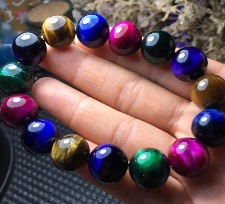 

fine jewelry Natural Tiger's Eye Gemstone Round Beads Bracelet AAA8-14mm free shipping