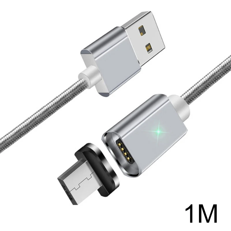 1m Для самых популярных Android Магнитный Micro USB кабель синхронизации данных нейлоновый Плетеный светодиодный индикатор магнитное зарядное устройство, кабель с поддержкой зарядки - Цвет: 1m