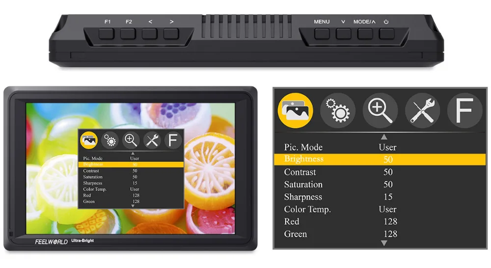 FEELWORLD FW279S 7 дюймов ips 2200 нит 3G-SDI 4K HDMI камера полевой монитор 1920X1200 DSLR монитор для съемки видеофильмов