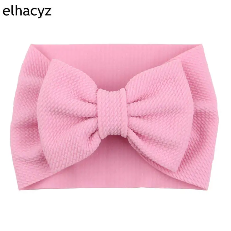 13 New Arrival Turban Popular 5'' Big Hair Bow Headband For Girls Headwrap Textured Fabric Elastic Kids DIY Hair Accessories - Цвет: 13
