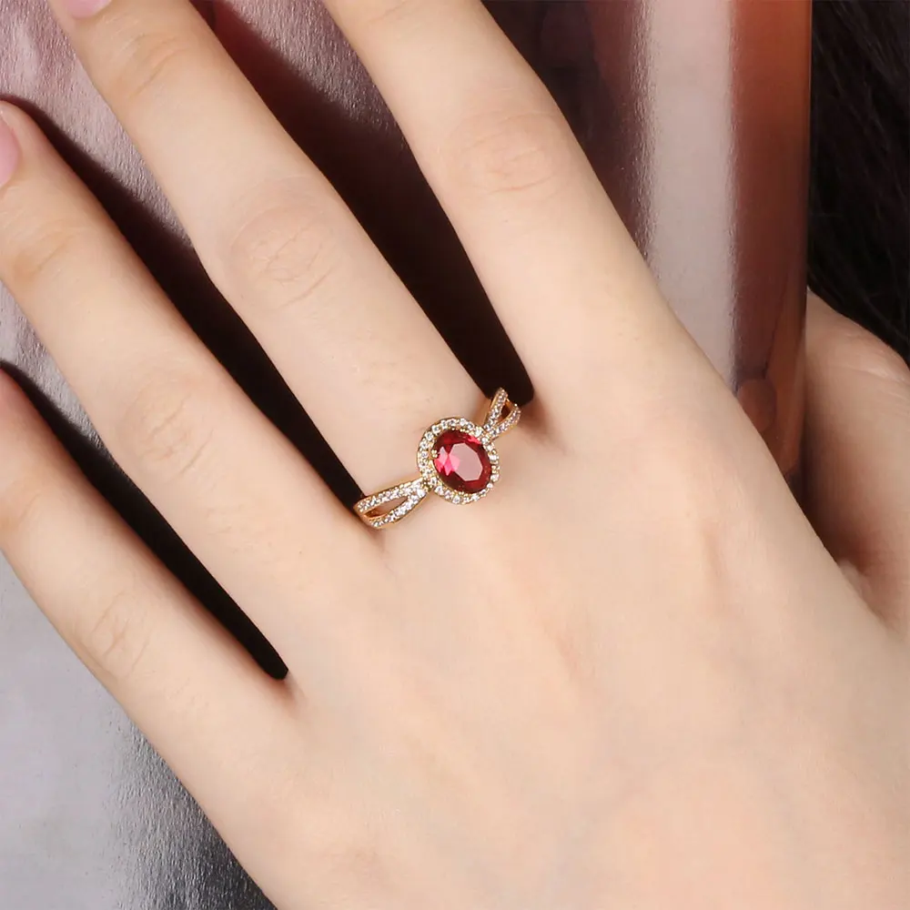Женские кольца MOLIAM кольцо средней длины с красным кристаллом из фианита