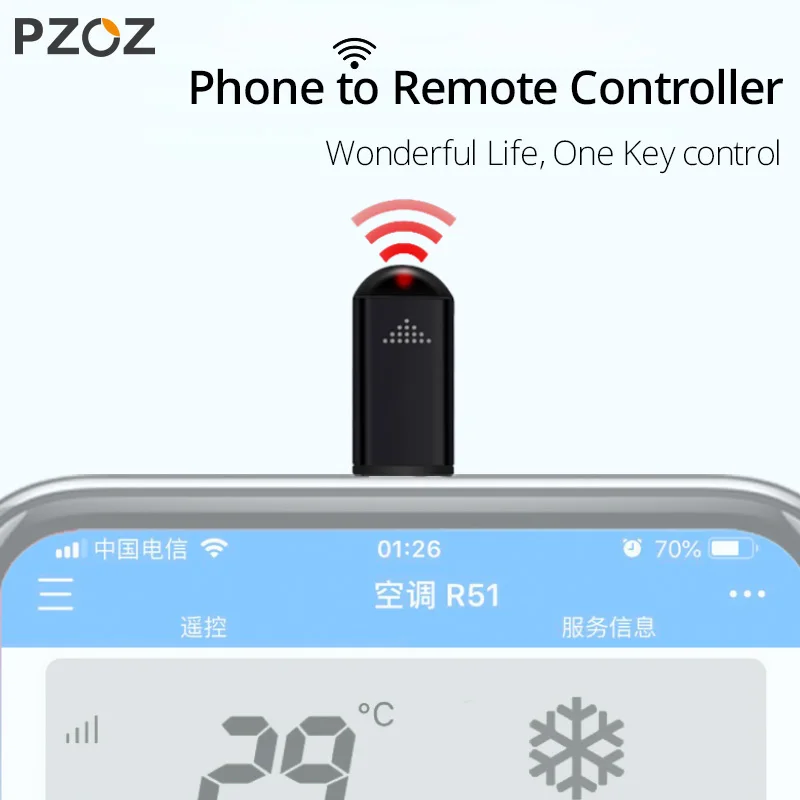 PZOZ инфракрасный пульт дистанционного управления ик порт для iphone samsung LG xiaomi usb type c кондиционер ТВ Универсальный умный ИК-контроллер адаптер