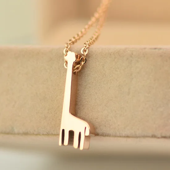 Милый кулон в форме жирафа ожерелье из титановой стали и розового золота женские