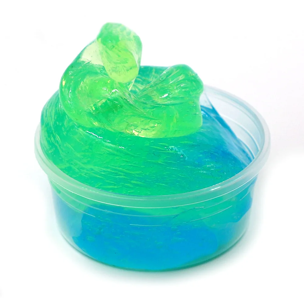 Green and Blue DIY Clear Slime Colorblock Gradient Crystal Mud Slime игрушки для детей с Lizun прозрачная пушистая глина взрослые антистрессовые подарки - Цвет: Green and Blue