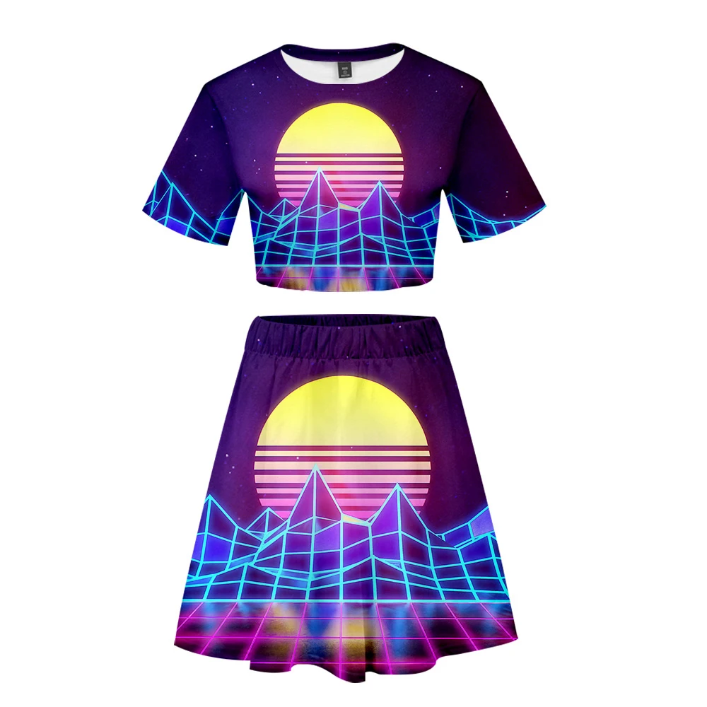 Лидер продаж 2019 года новый модный трендовый комплект с объемным принтом Vaporwave из