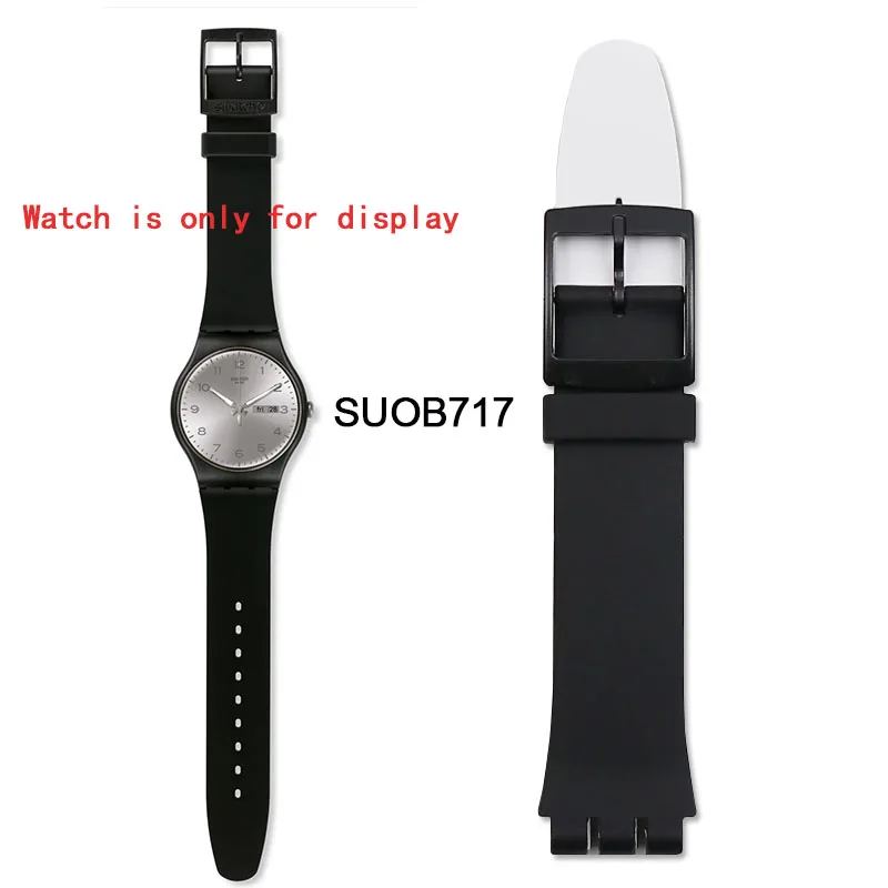 Силиконовый ремешок Мужские аксессуары для часов Пряжка 19 мм для Swatch SUOB704 SUOZ147SUOW701 спортивный водонепроницаемый ремешок для часов - Цвет ремешка: SUOB717