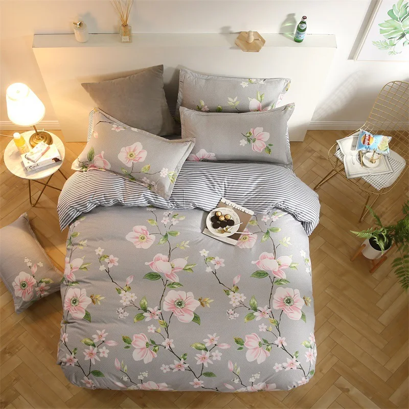 Classic Blossom 3/4 pcs Bedding Set Duvet Cover Plaid Bed Linen Kids Bedclothes Single Double Twin Queen Size 1.8m 2.0m Bedsheet | Дом и сад
