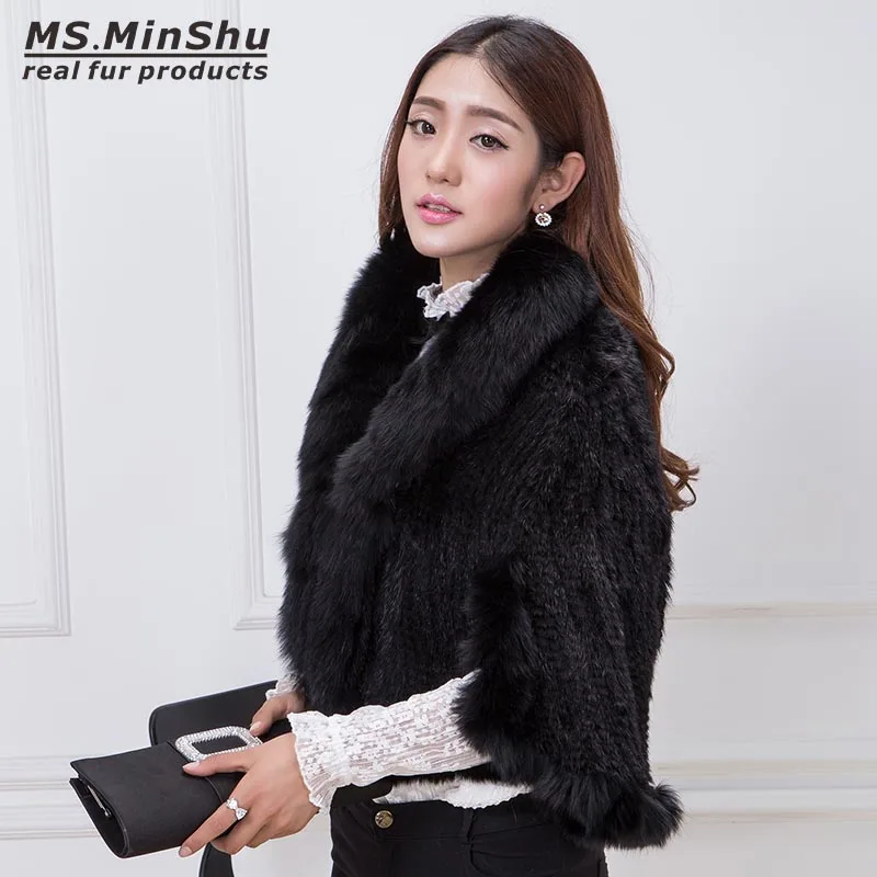 Женское меховое пончо Ms.MinShu пальто ручной вязки из меха норки женская верхняя