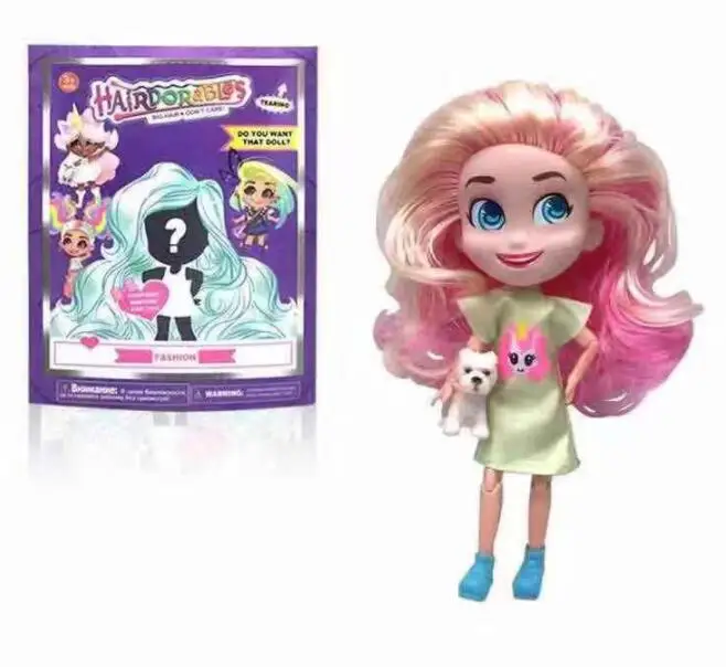 Черный Rail Hair Sister Girl Hairdorables кукла 18 см#832 Фигурки игрушки Brinquedo коллекция кукол из ПВХ модель игрушки подарки - Цвет: Черный