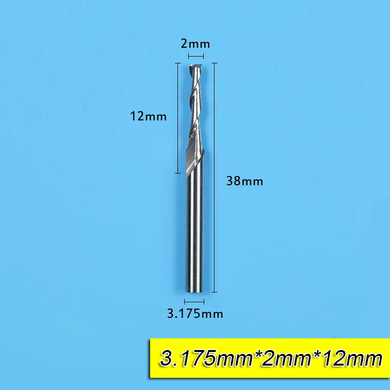 2.0x3.175x12mm 10 шт. 2 флейты 3,175 мм хвостовик плоская фреза ЧПУ гравировальная насадка с плоским концом твердосплавные фрезерные пластины бит - Длина режущей кромки: 2.0x3.175x12mm