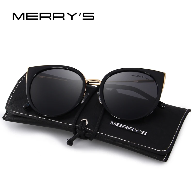 C01 Black MERRYS, женские классические брендовые дизайнерские поляризованные солнцезащитные очки кошачий глаз, модные солнцезащитные очки S6018 - Цвет линз: C01 Black